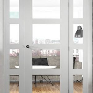 Easi-Frame with White Primed Shaker 4 Light Door and Demi Panels (CLEAR GLASS) - XL